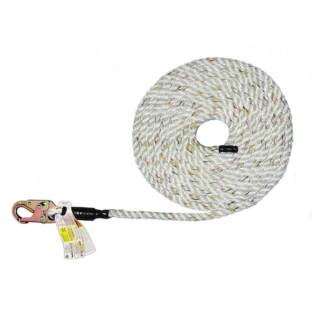 Super Anchor Safety 75ft Value 5/8" 3-Strand Lifeline w/Snaphook. Retail Box 4020-75